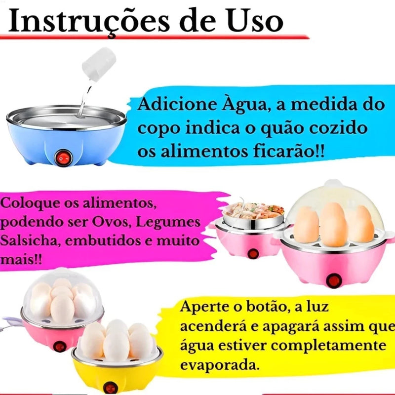 Cozedor MULTIFUNCIONAL 7 em 1! Prepara Ovos, Legumes, Milho e Mais a Vapor (110V/220v).